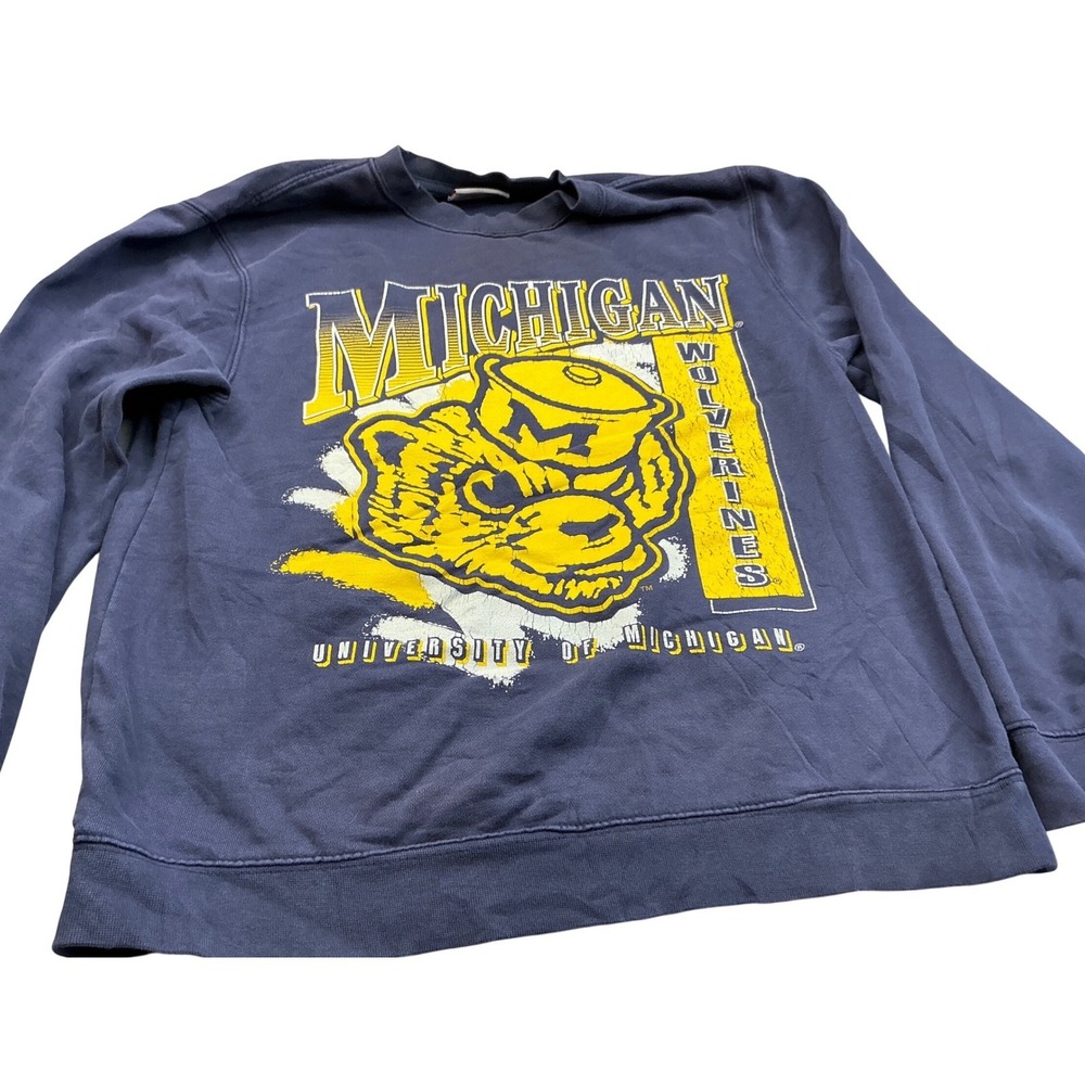 Mitchell & Ness Michigan Wolverines Sweatshirt Graphic Navy Blue M Collegiate